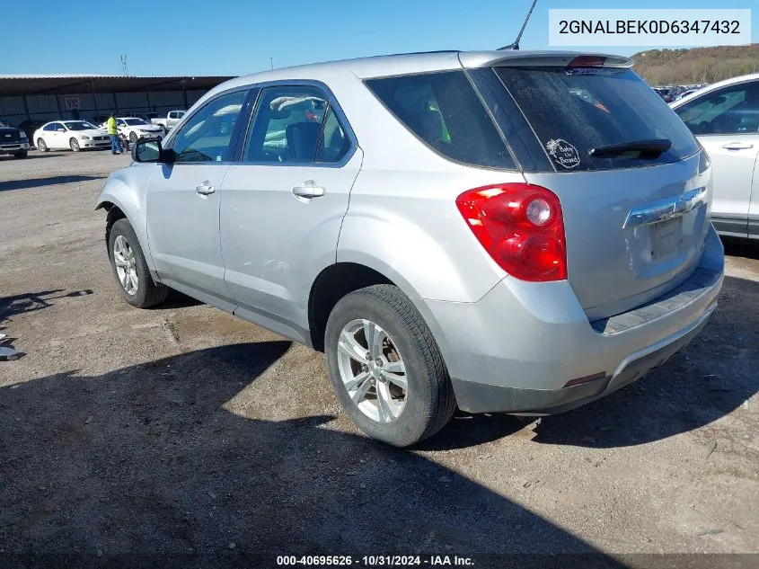 2013 Chevrolet Equinox Ls VIN: 2GNALBEK0D6347432 Lot: 40695626