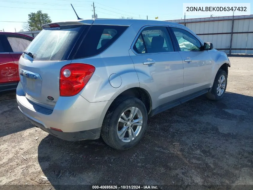 2013 Chevrolet Equinox Ls VIN: 2GNALBEK0D6347432 Lot: 40695626