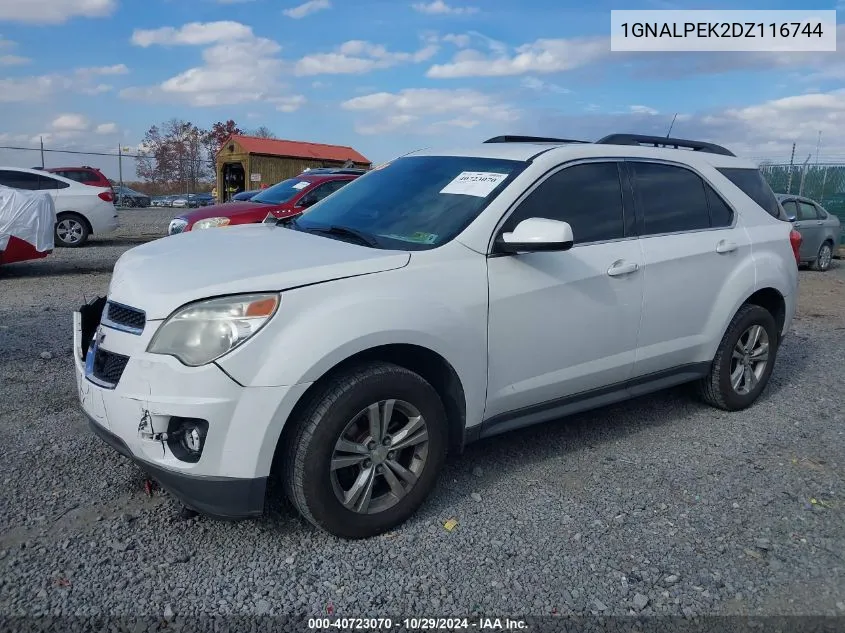 2013 Chevrolet Equinox 2Lt VIN: 1GNALPEK2DZ116744 Lot: 40723070