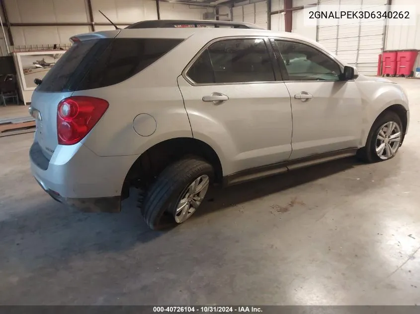 2013 Chevrolet Equinox 2Lt VIN: 2GNALPEK3D6340262 Lot: 40726104