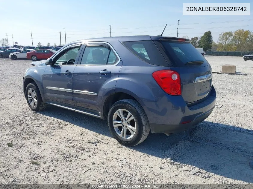 2013 Chevrolet Equinox Ls VIN: 2GNALBEK8D6328742 Lot: 40726651