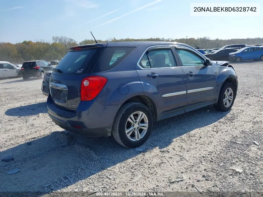 2013 Chevrolet Equinox Ls VIN: 2GNALBEK8D6328742 Lot: 40726651