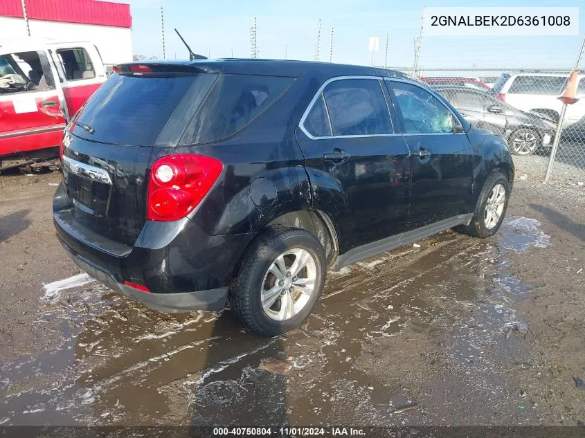 2013 Chevrolet Equinox Ls VIN: 2GNALBEK2D6361008 Lot: 40750804