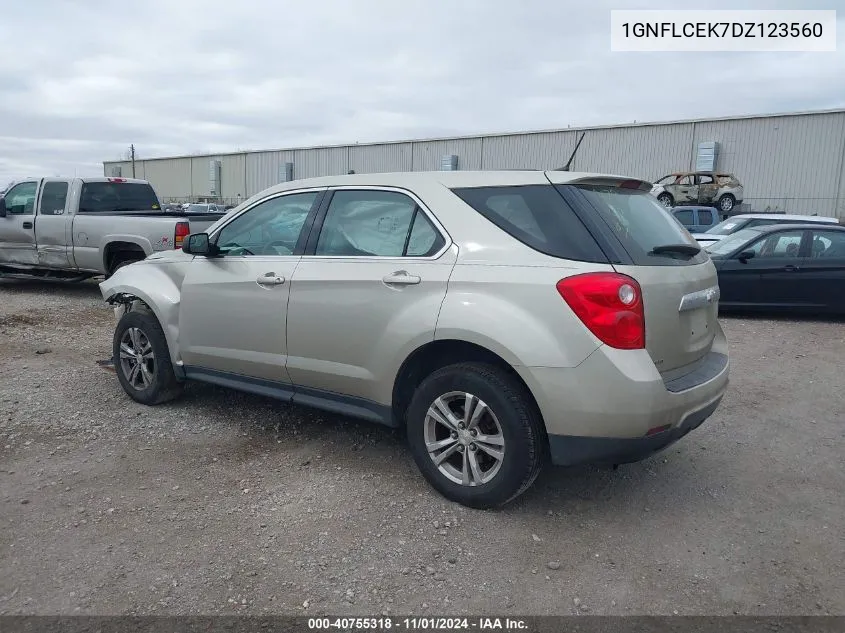 2013 Chevrolet Equinox Ls VIN: 1GNFLCEK7DZ123560 Lot: 40755318