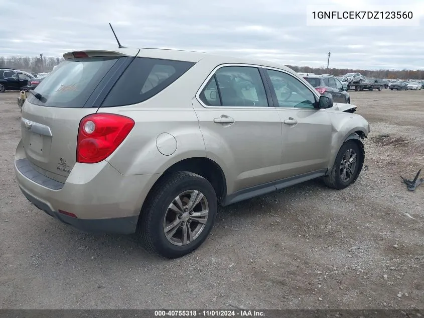 2013 Chevrolet Equinox Ls VIN: 1GNFLCEK7DZ123560 Lot: 40755318