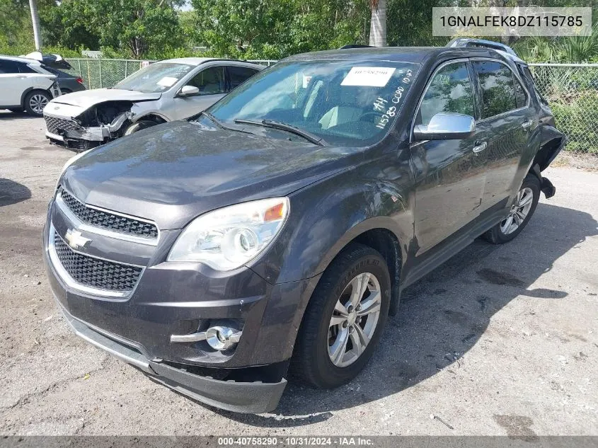 2013 Chevrolet Equinox Ltz VIN: 1GNALFEK8DZ115785 Lot: 40758290