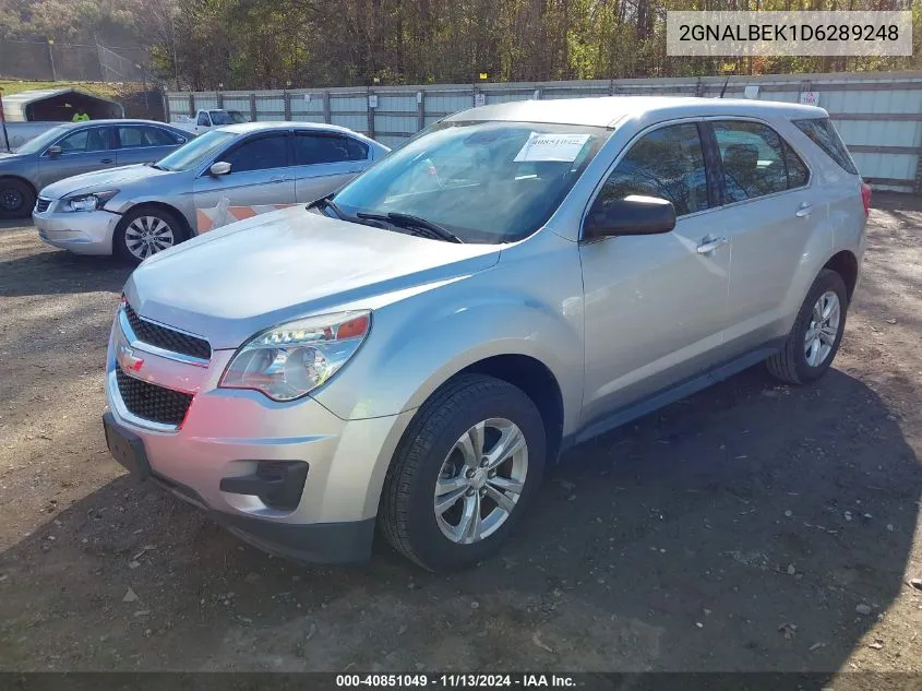 2013 Chevrolet Equinox Ls VIN: 2GNALBEK1D6289248 Lot: 40851049