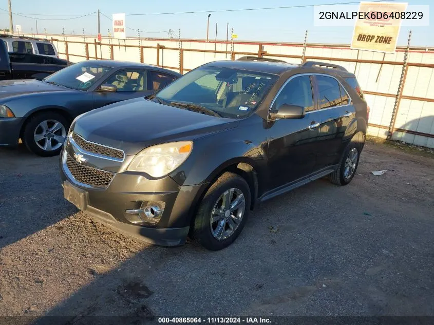 2013 Chevrolet Equinox 2Lt VIN: 2GNALPEK6D6408229 Lot: 40865064