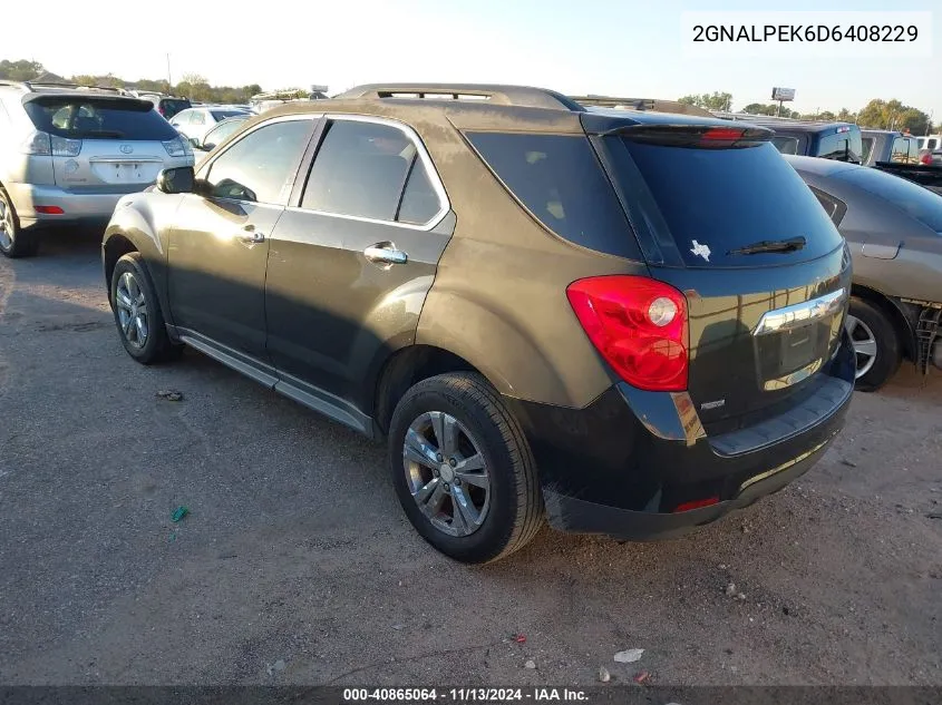 2013 Chevrolet Equinox 2Lt VIN: 2GNALPEK6D6408229 Lot: 40865064