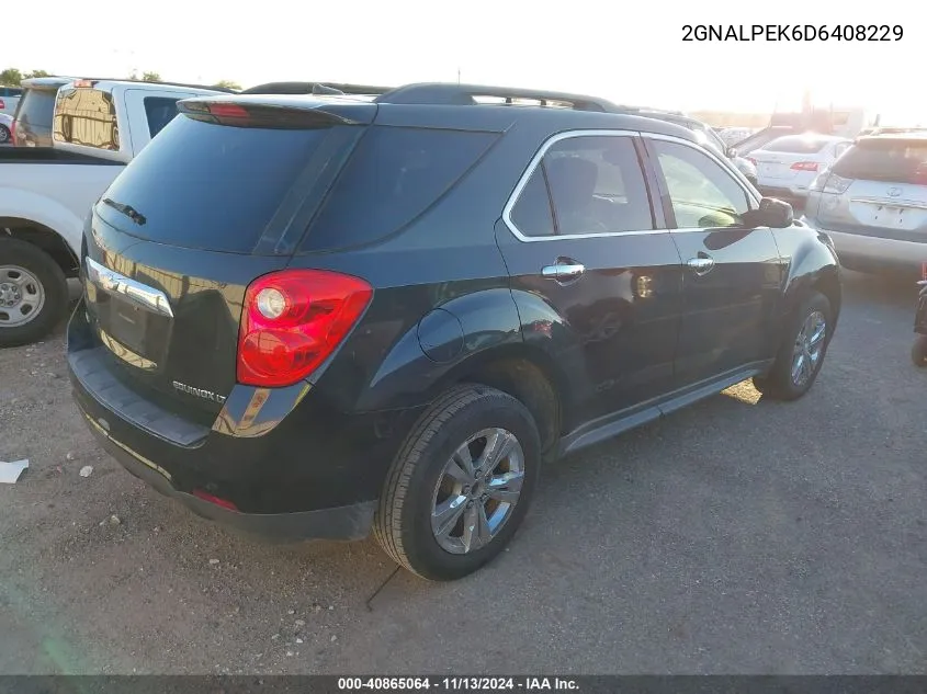 2013 Chevrolet Equinox 2Lt VIN: 2GNALPEK6D6408229 Lot: 40865064