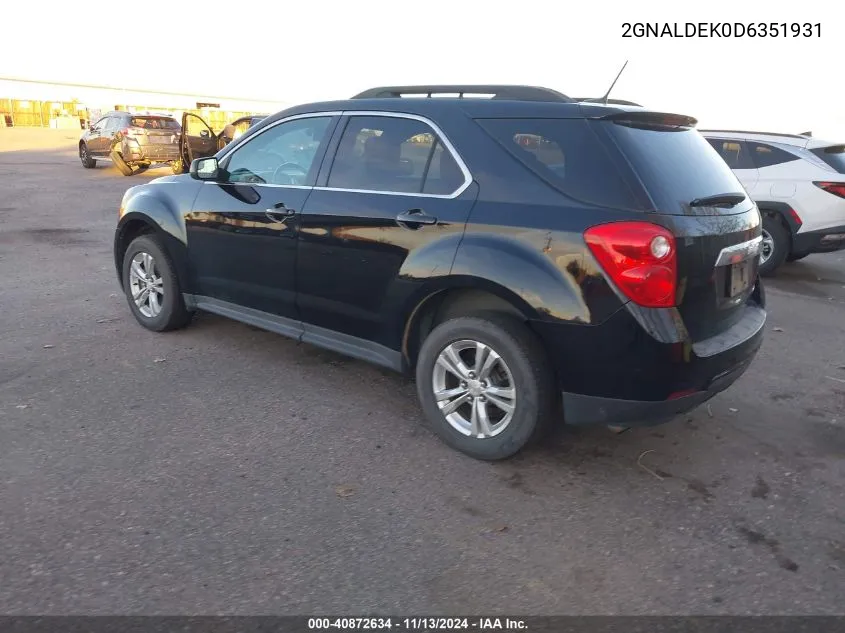 2013 Chevrolet Equinox 1Lt VIN: 2GNALDEK0D6351931 Lot: 40872634