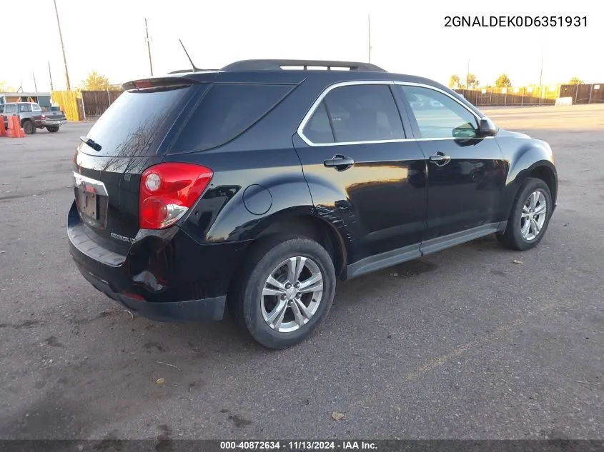 2013 Chevrolet Equinox 1Lt VIN: 2GNALDEK0D6351931 Lot: 40872634