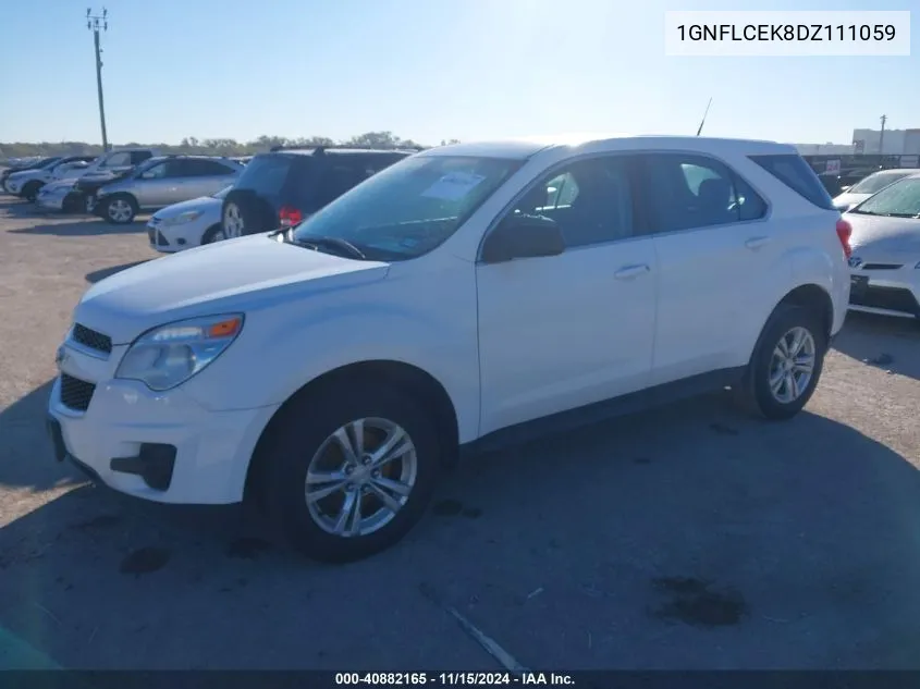 2013 Chevrolet Equinox Ls VIN: 1GNFLCEK8DZ111059 Lot: 40882165