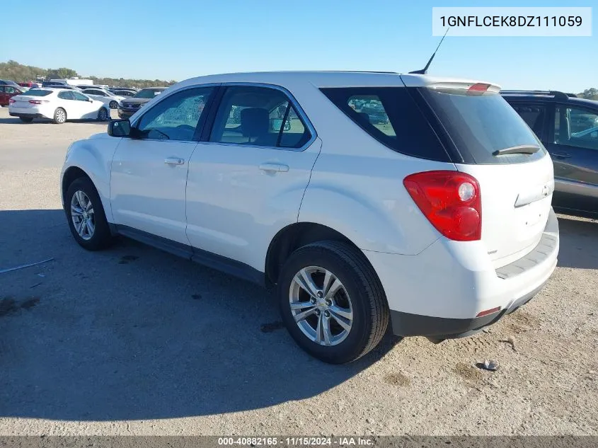 2013 Chevrolet Equinox Ls VIN: 1GNFLCEK8DZ111059 Lot: 40882165