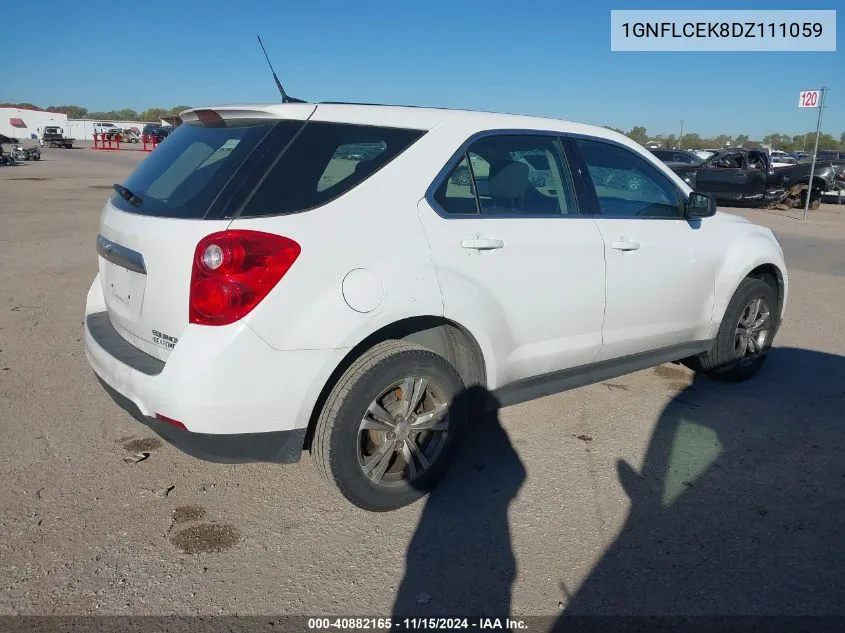 2013 Chevrolet Equinox Ls VIN: 1GNFLCEK8DZ111059 Lot: 40882165