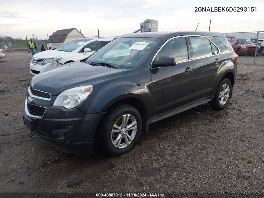 2013 Chevrolet Equinox Ls VIN: 2GNALBEK6D6293151 Lot: 40887012