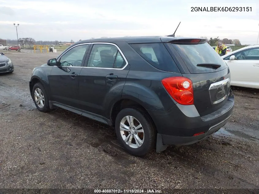 2013 Chevrolet Equinox Ls VIN: 2GNALBEK6D6293151 Lot: 40887012