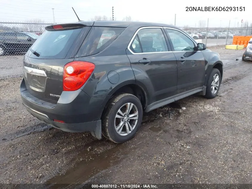 2013 Chevrolet Equinox Ls VIN: 2GNALBEK6D6293151 Lot: 40887012