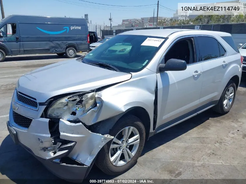 2014 Chevrolet Equinox Ls VIN: 1GNALAEK4EZ114749 Lot: 39774953