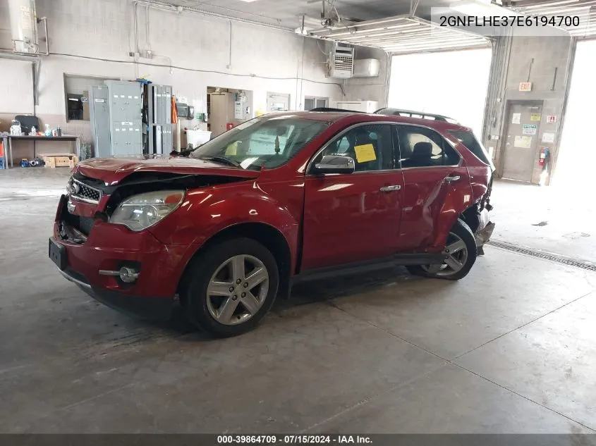 2014 Chevrolet Equinox Ltz VIN: 2GNFLHE37E6194700 Lot: 39864709