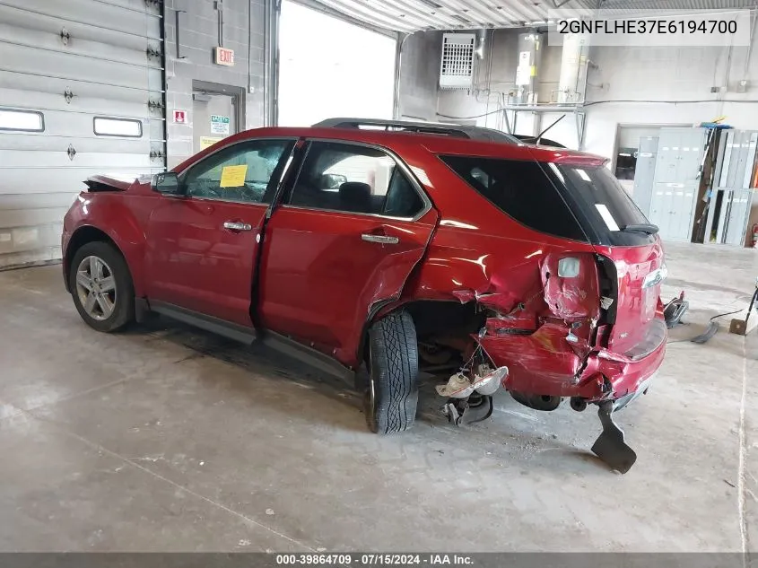 2014 Chevrolet Equinox Ltz VIN: 2GNFLHE37E6194700 Lot: 39864709