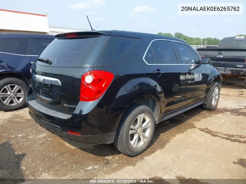 2014 Chevrolet Equinox Ls VIN: 2GNALAEK0E6265762 Lot: 39943918