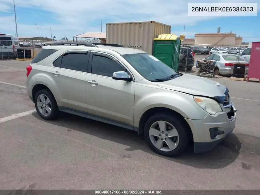 2014 Chevrolet Equinox 1Lt VIN: 2GNALBEK0E6384353 Lot: 40017166