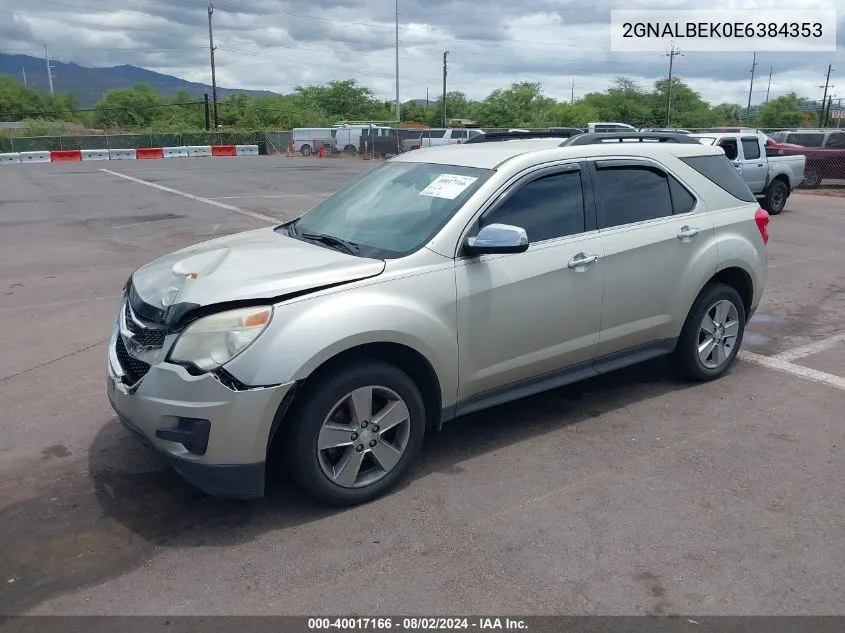 2014 Chevrolet Equinox 1Lt VIN: 2GNALBEK0E6384353 Lot: 40017166