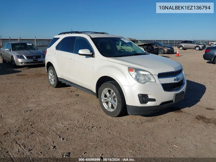 2014 Chevrolet Equinox 1Lt VIN: 1GNALBEK1EZ136794 Lot: 40096999