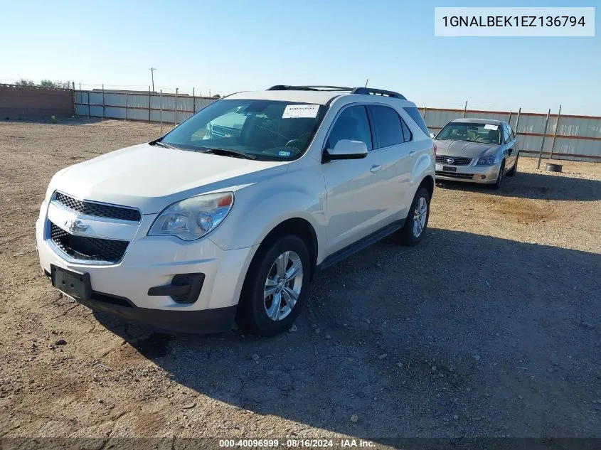 2014 Chevrolet Equinox 1Lt VIN: 1GNALBEK1EZ136794 Lot: 40096999