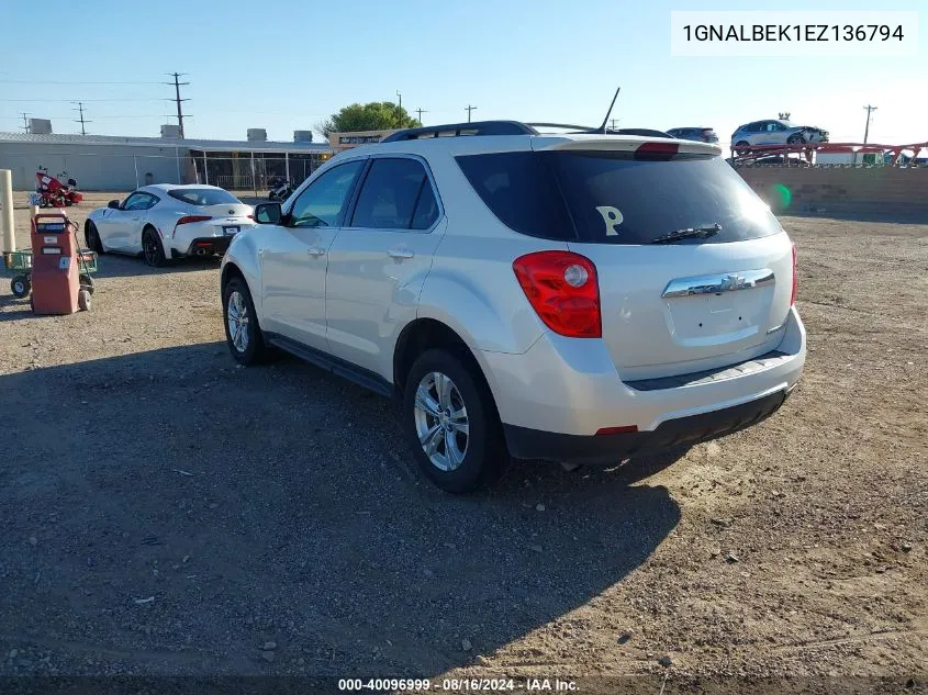 2014 Chevrolet Equinox 1Lt VIN: 1GNALBEK1EZ136794 Lot: 40096999