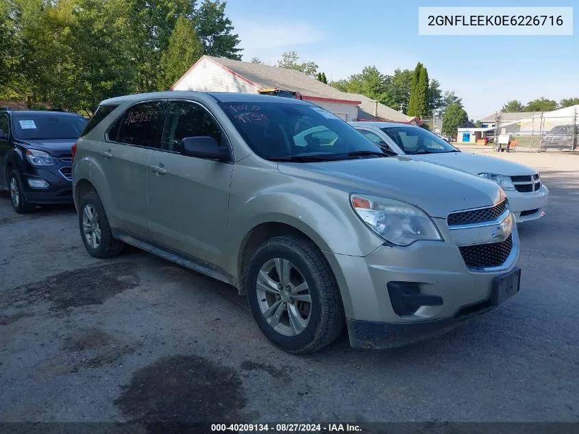 2014 Chevrolet Equinox Ls VIN: 2GNFLEEK0E6226716 Lot: 40209134