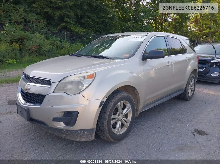 2014 Chevrolet Equinox Ls VIN: 2GNFLEEK0E6226716 Lot: 40209134