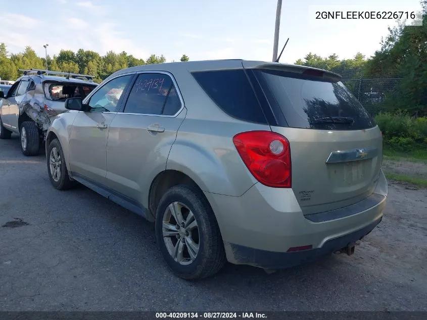 2014 Chevrolet Equinox Ls VIN: 2GNFLEEK0E6226716 Lot: 40209134