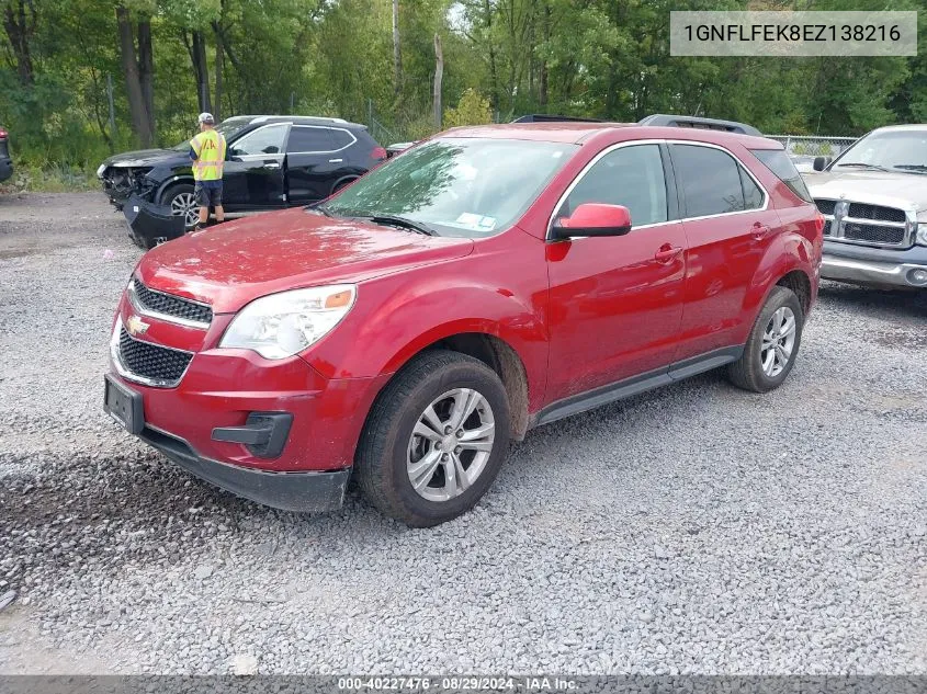 2014 Chevrolet Equinox 1Lt VIN: 1GNFLFEK8EZ138216 Lot: 40227476