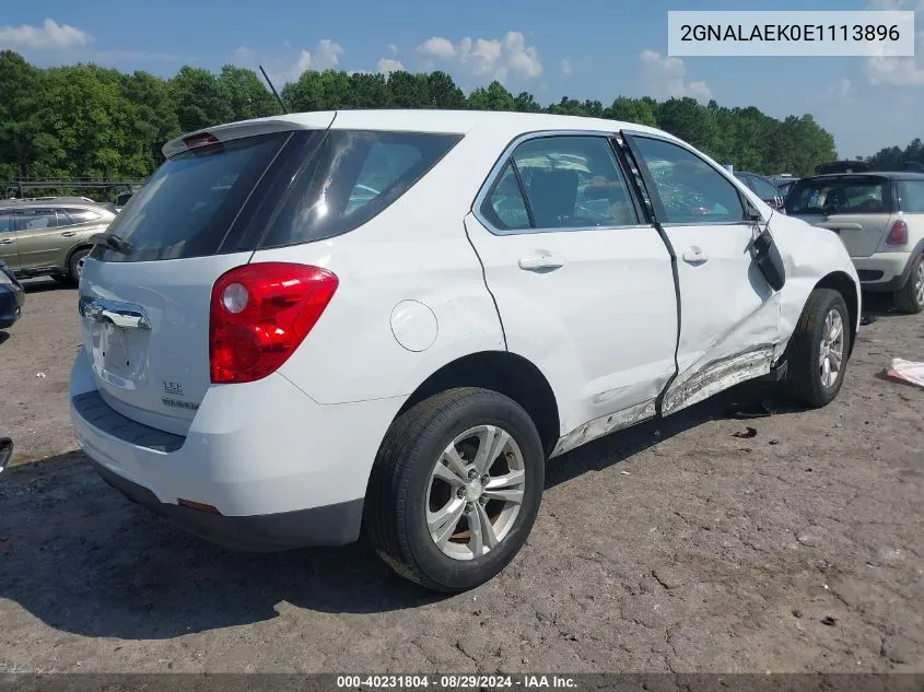 2014 Chevrolet Equinox Ls VIN: 2GNALAEK0E1113896 Lot: 40231804