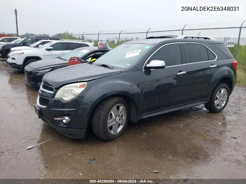 2014 Chevrolet Equinox Ltz VIN: 2GNALDEK2E6348031 Lot: 40250084