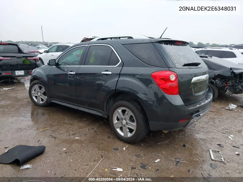 2014 Chevrolet Equinox Ltz VIN: 2GNALDEK2E6348031 Lot: 40250084