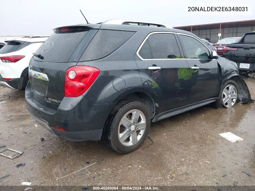 2014 Chevrolet Equinox Ltz VIN: 2GNALDEK2E6348031 Lot: 40250084