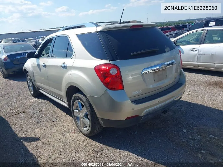 2014 Chevrolet Equinox Ltz VIN: 2GNALDEK1E6228060 Lot: 40267011