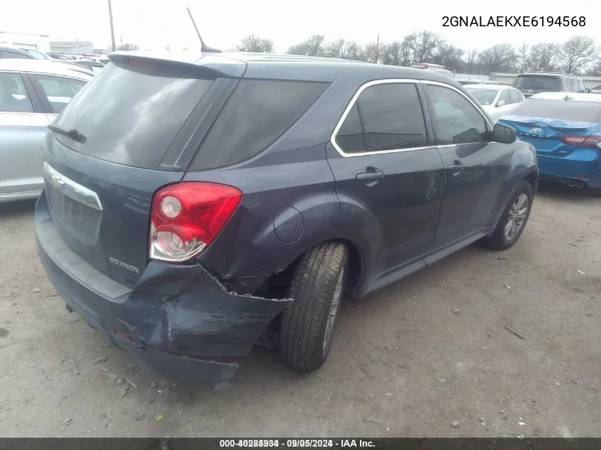 2014 Chevrolet Equinox Ls VIN: 2GNALAEKXE6194568 Lot: 40285934