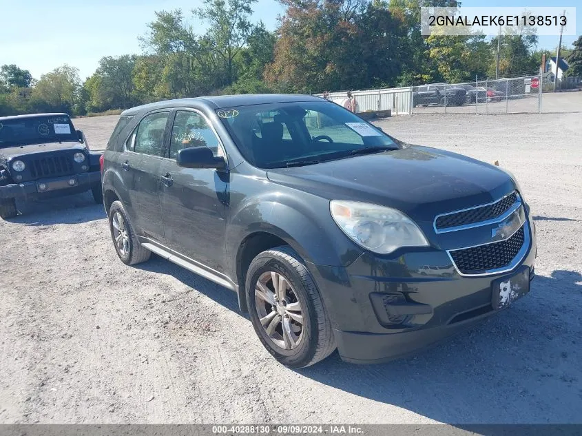 2014 Chevrolet Equinox Ls VIN: 2GNALAEK6E1138513 Lot: 40288130