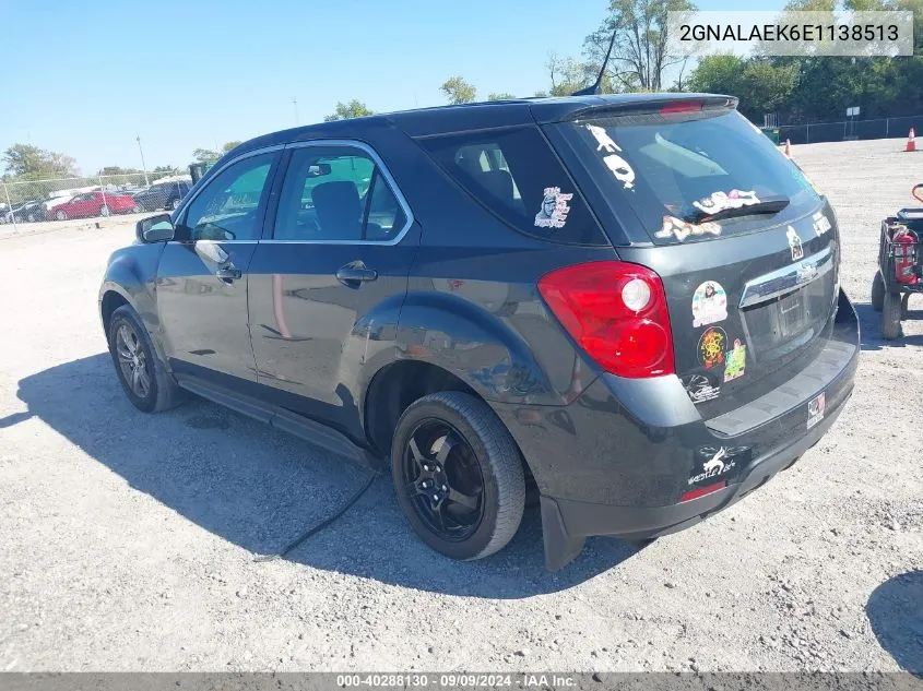 2014 Chevrolet Equinox Ls VIN: 2GNALAEK6E1138513 Lot: 40288130