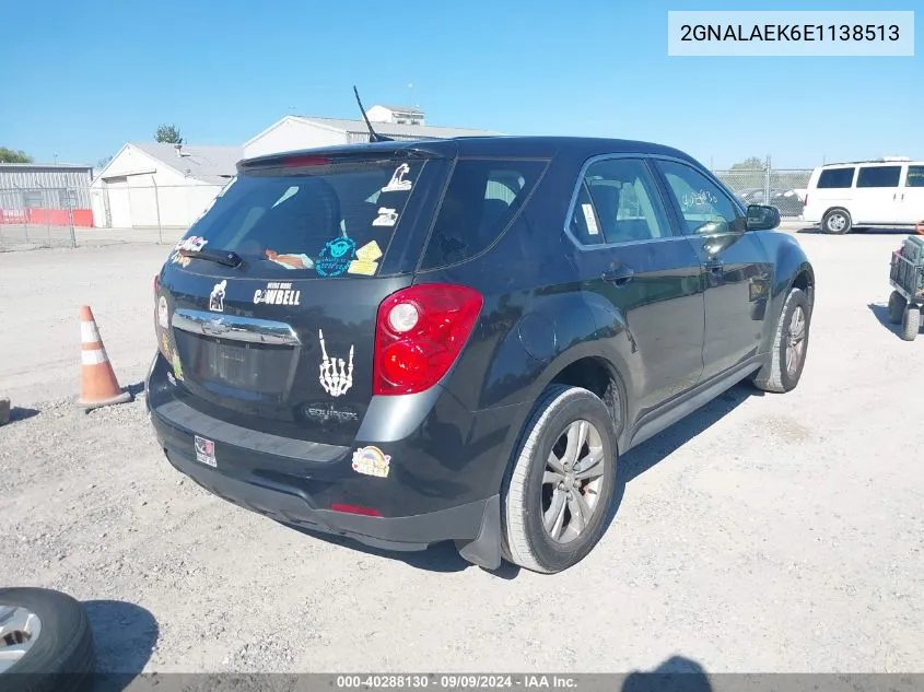 2014 Chevrolet Equinox Ls VIN: 2GNALAEK6E1138513 Lot: 40288130