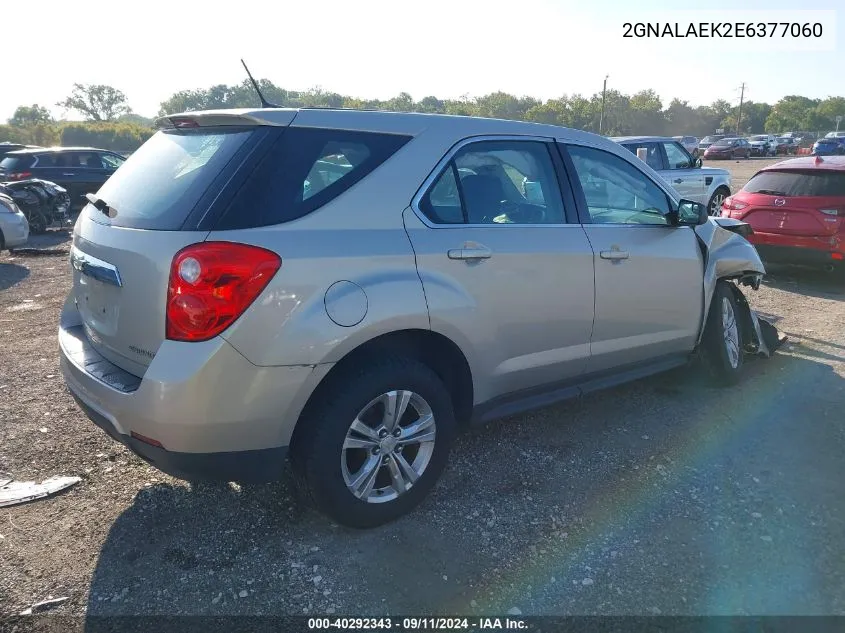 2014 Chevrolet Equinox Ls VIN: 2GNALAEK2E6377060 Lot: 40292343