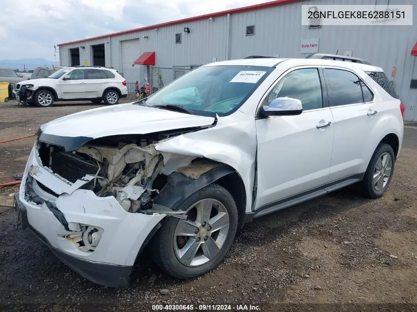 2014 Chevrolet Equinox 2Lt VIN: 2GNFLGEK8E6288151 Lot: 40300645