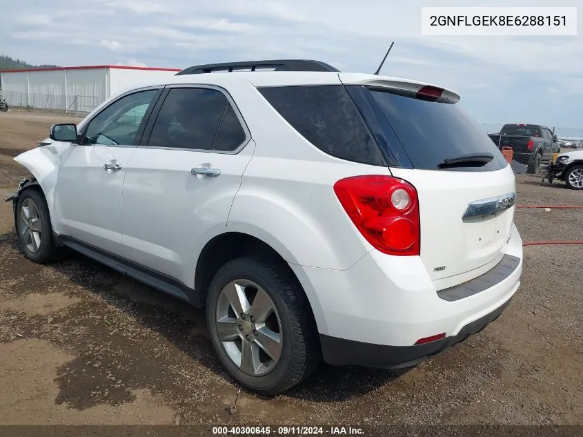 2014 Chevrolet Equinox 2Lt VIN: 2GNFLGEK8E6288151 Lot: 40300645