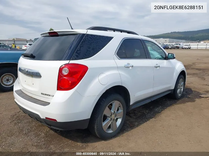 2014 Chevrolet Equinox 2Lt VIN: 2GNFLGEK8E6288151 Lot: 40300645