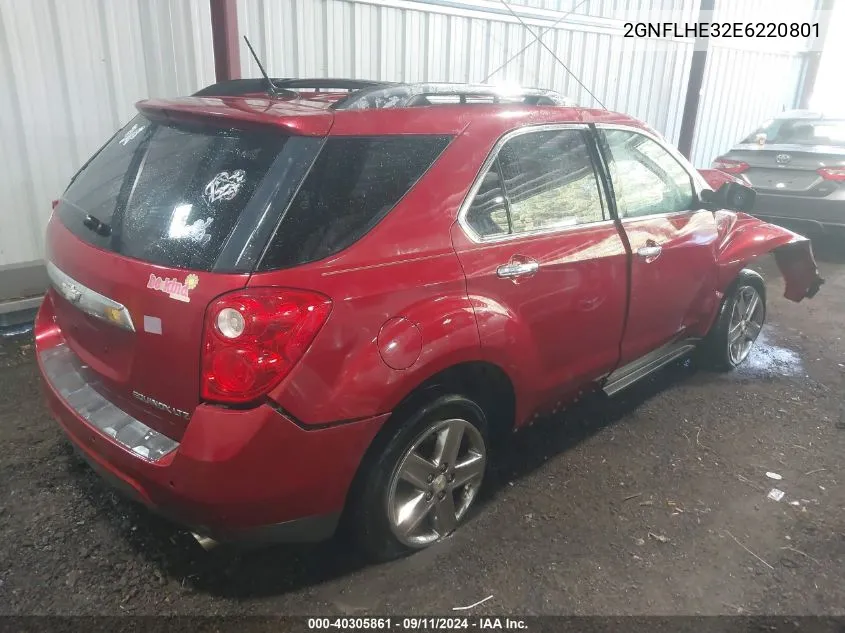 2014 Chevrolet Equinox Ltz VIN: 2GNFLHE32E6220801 Lot: 40305861