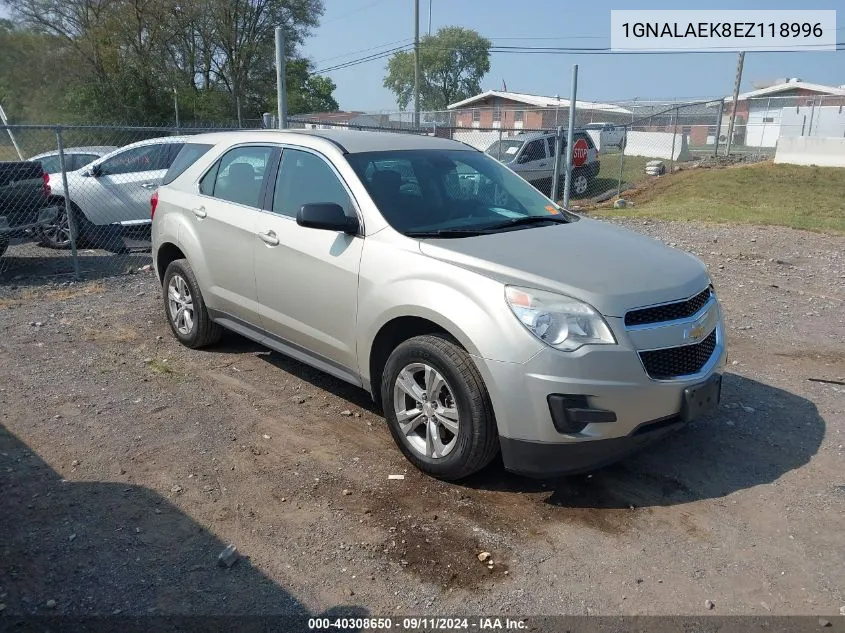 2014 Chevrolet Equinox Ls VIN: 1GNALAEK8EZ118996 Lot: 40308650